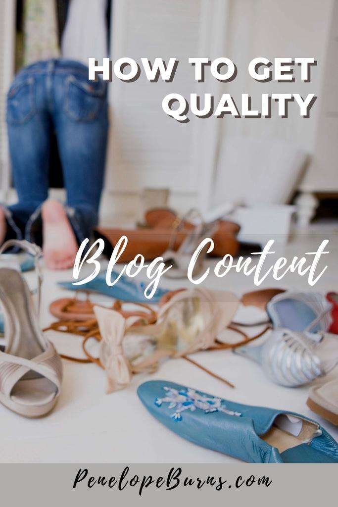 Woman searching in her shoe cupboard - How To Get Quality Blog Content P1